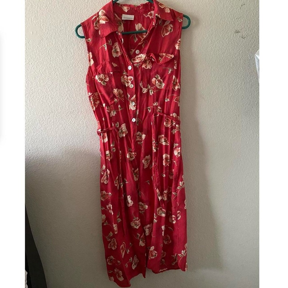-Womens floral button up dress